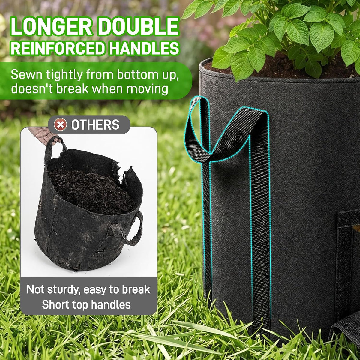 Mulctun 5Pcs 20 Gallon Potato Grow Bags, Grow Bags with Harvest & Visible Windows,Potato Bags for Growing Potatoes with