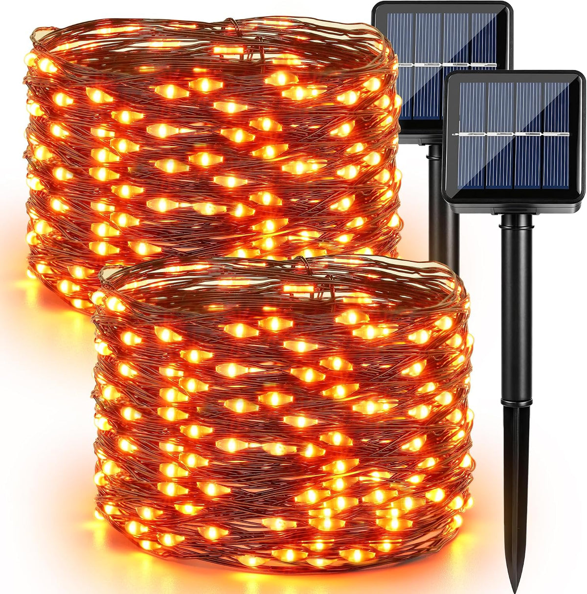 Brizled Solar Orange Fairy Lights, Outdoor Twinkle Halloween LED Lights