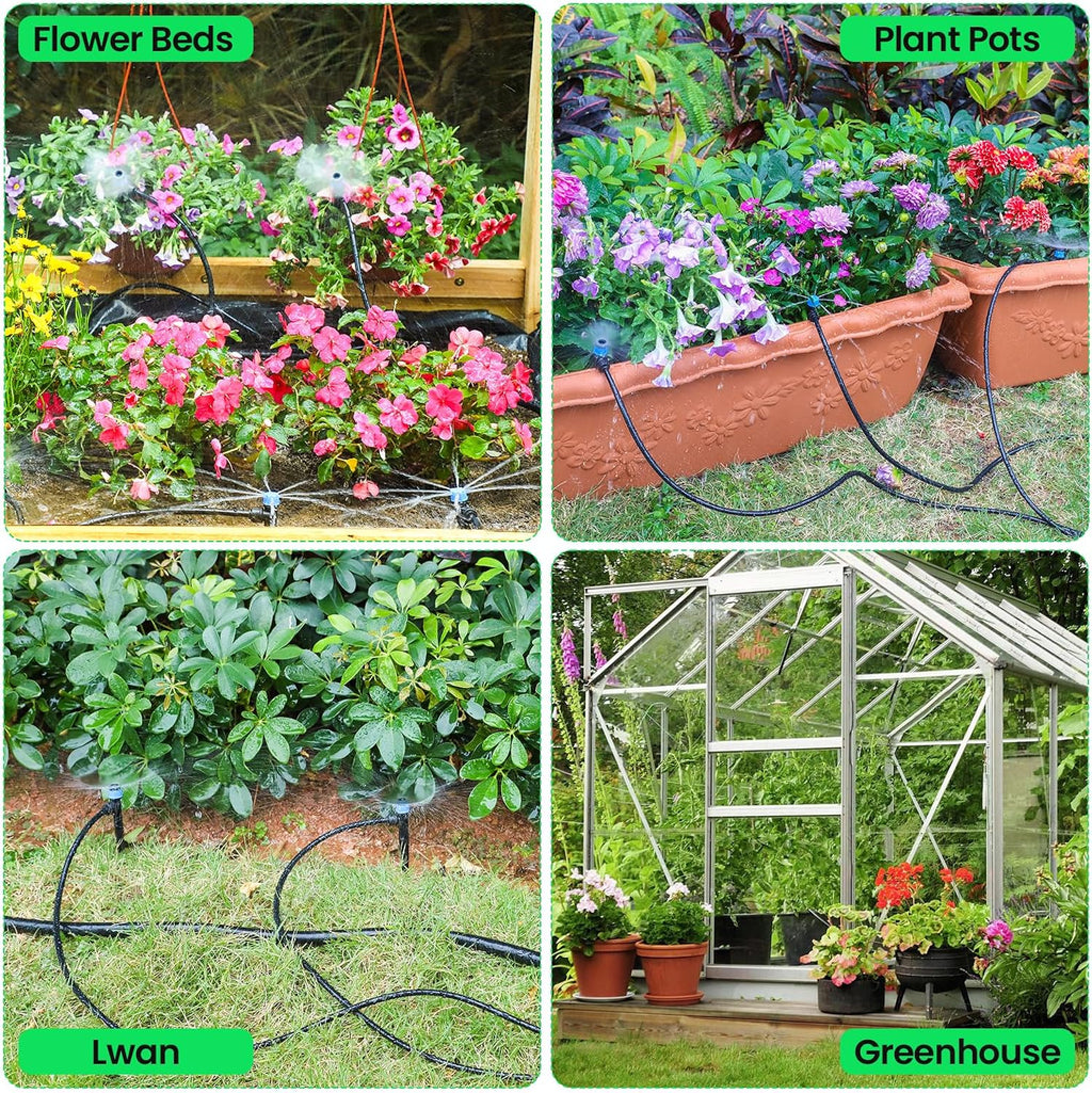 MIXC Drip Irrigation System,Quick Connector Garden Watering System Automatic Sprinkler System Kit for Lawn Raised Bed