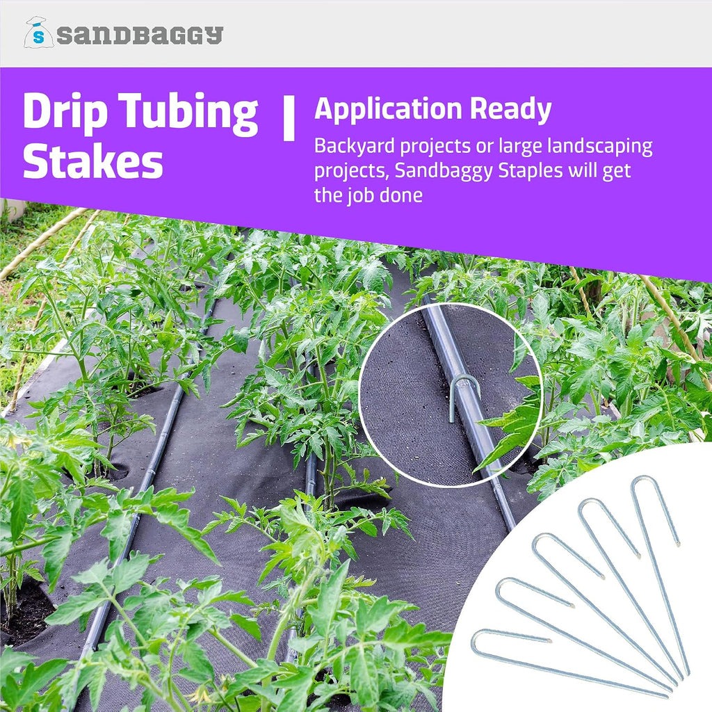 Sandbaggy Drip Tubing Stakes, 200 Pack 5 Inch 14 Gauge Galvanized Steel Drip Irrigation Stakes, Garden Stakes and