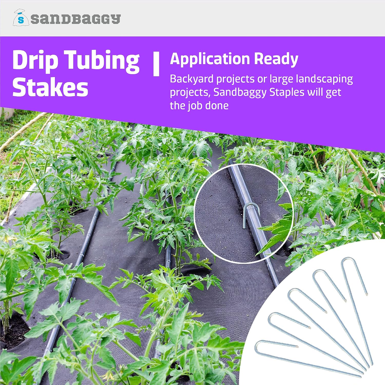 Sandbaggy Drip Tubing Stakes, 200 Pack 5 Inch 14 Gauge Galvanized Steel Drip Irrigation Stakes, Garden Stakes and