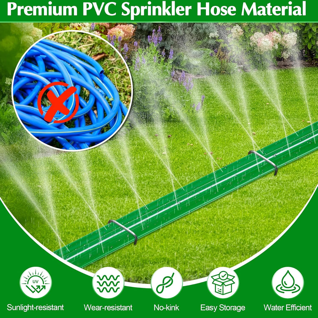 Sprinkler Hose with Holes, 100FT (50FT x 2) Heavy Duty Flat Soaker Hoses, Watering Garden Drip Irrigation Hose –