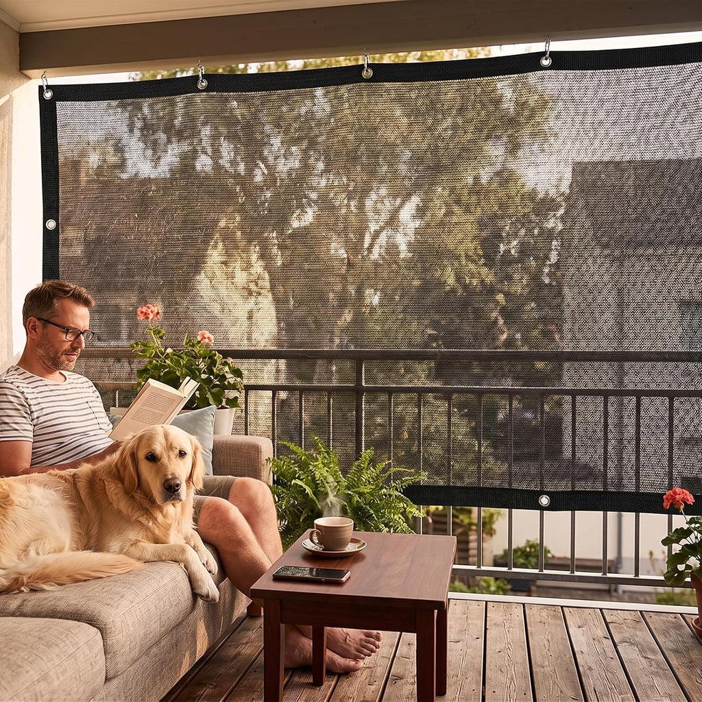 ColourTree 50% Black Shade Cloth, 8FT x 12FT Mesh Tarp, UV Resistant Netting with Upgrade Grommets for Plant Cover