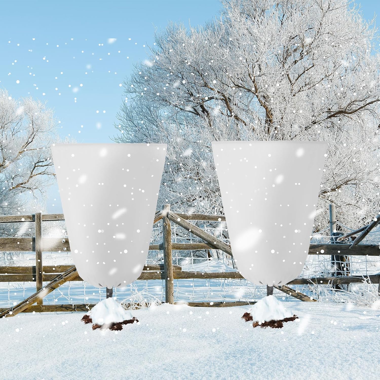 4 Pcs Plant Covers Freeze Protection 35.4" x 59" Winter Frost Blankets for Outdoor Plants with Zipper Drawstring Frost