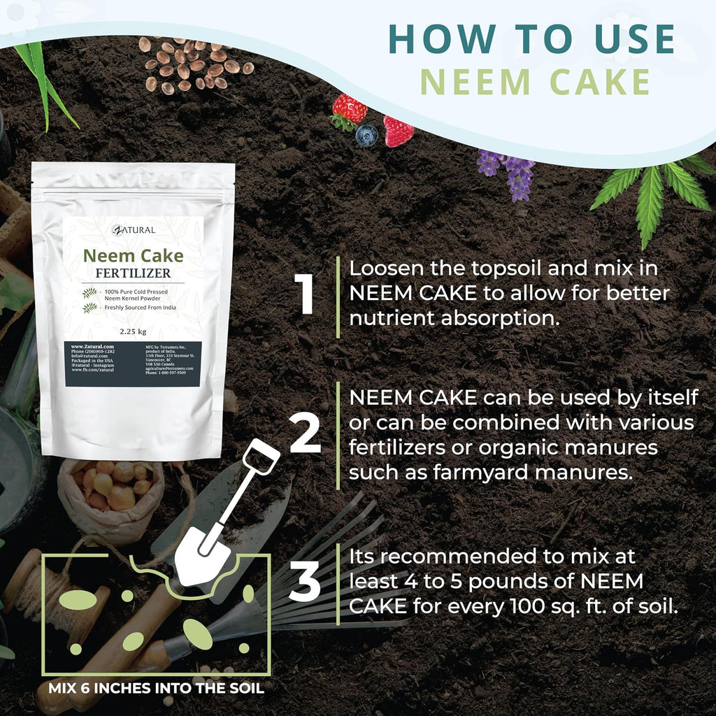 Zatural Natural Neem Cake Powder | Premium Organic Soil Conditioner & Plant Fertilizer | Azadirachta Indica Seed Meal