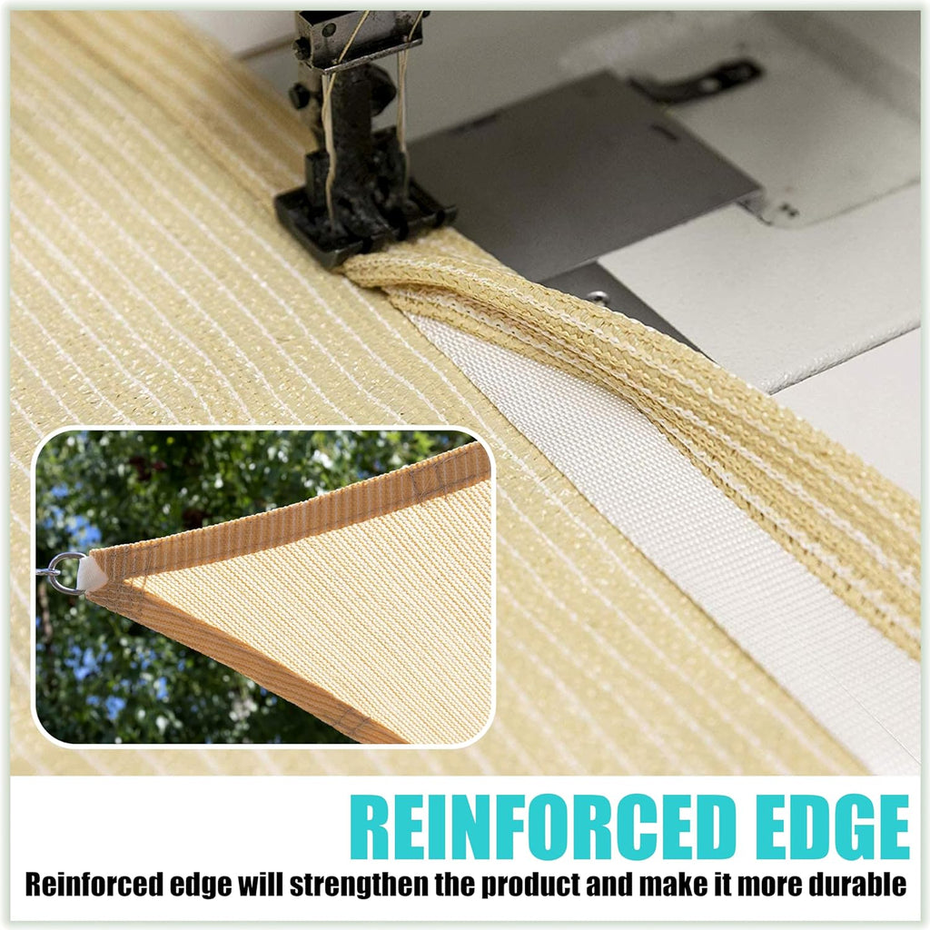 Amgo 12' x 12' x 17' Beige Right Triangle Sun Shade Sail Canopy Awning Cloth AGTAPRT12 - UV Blockage, Water & Air