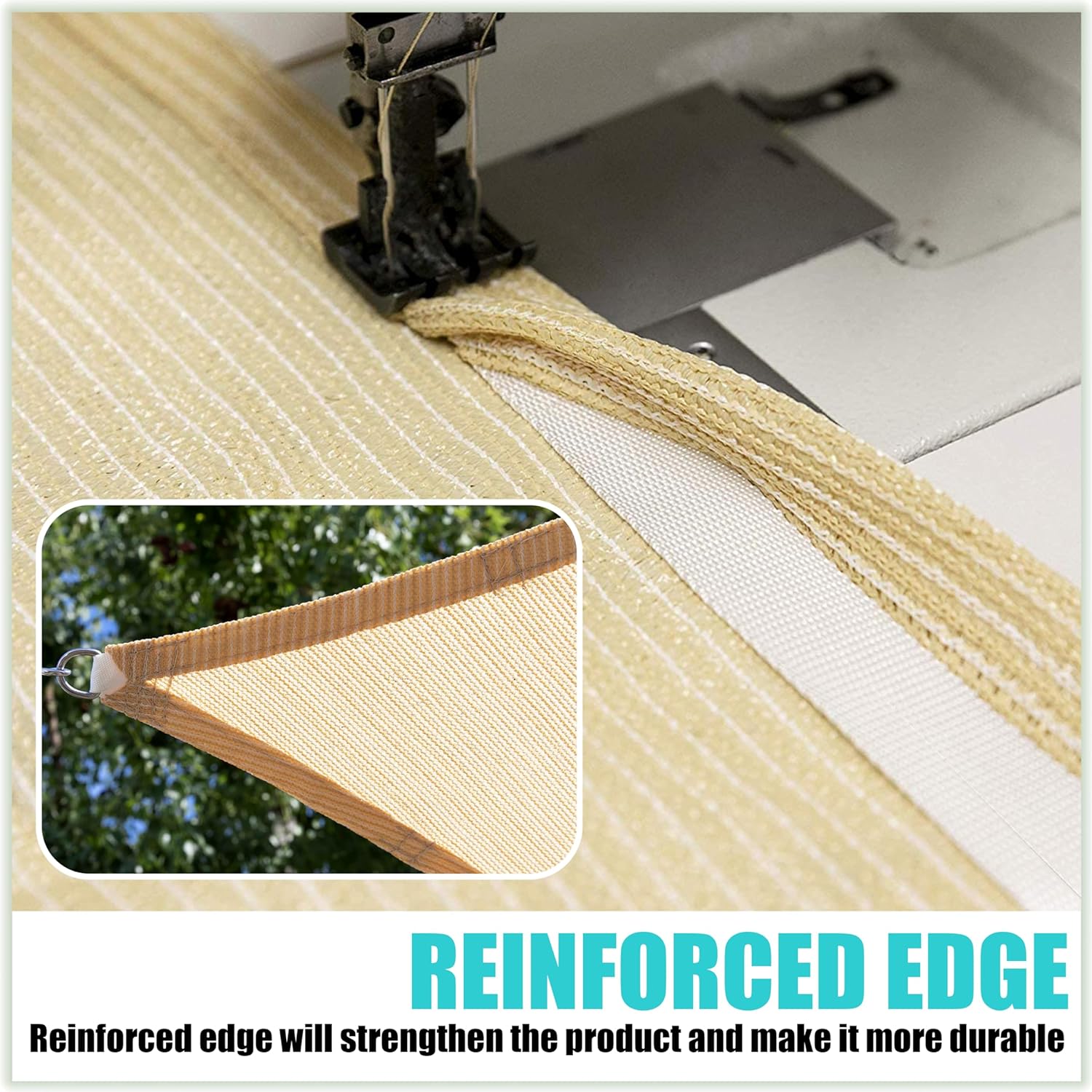Amgo 8' x 10' Beige Rectangle Square Sun Shade Sail Canopy Awning Fabric Mesh AGSLR, 95% UV Blockage, Water & Air