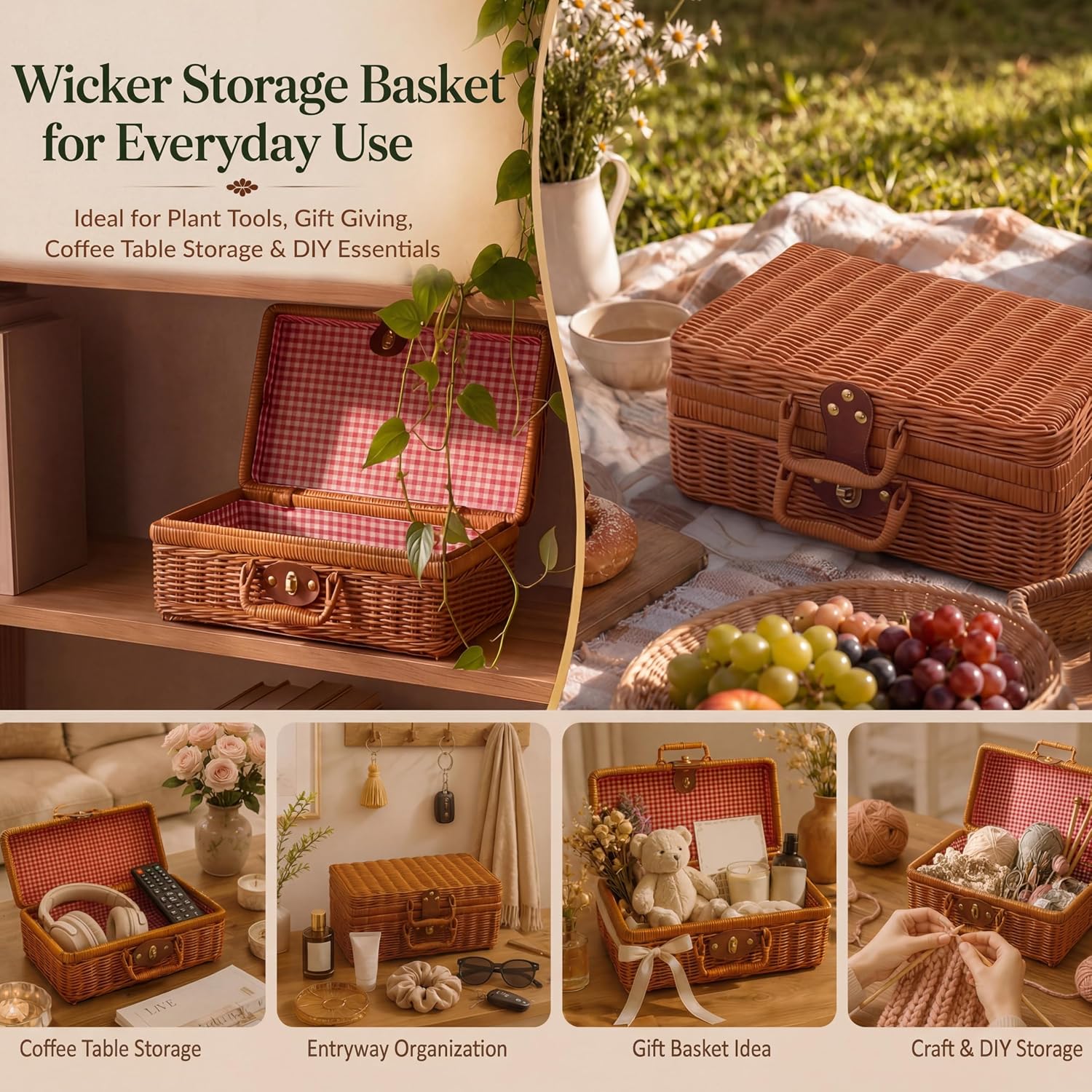 Repotting Mat and Planting Tools, Indoor Plants, Wicker Basket | All-in-one succulent repotting set, pruning shears