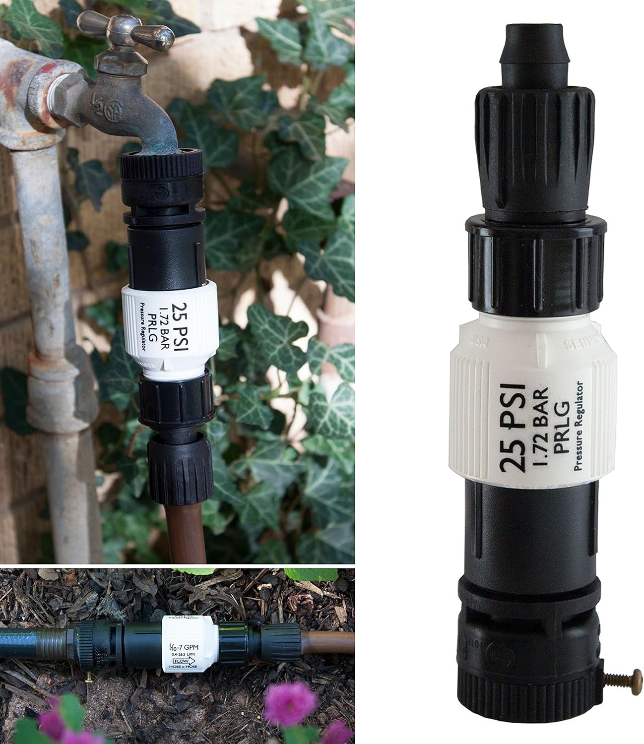 Drip Irrigation Faucet Adapter Kit: Connect 1/2" Tubing to Faucet or Hose, Backflow Preventer, Filter, Pressure