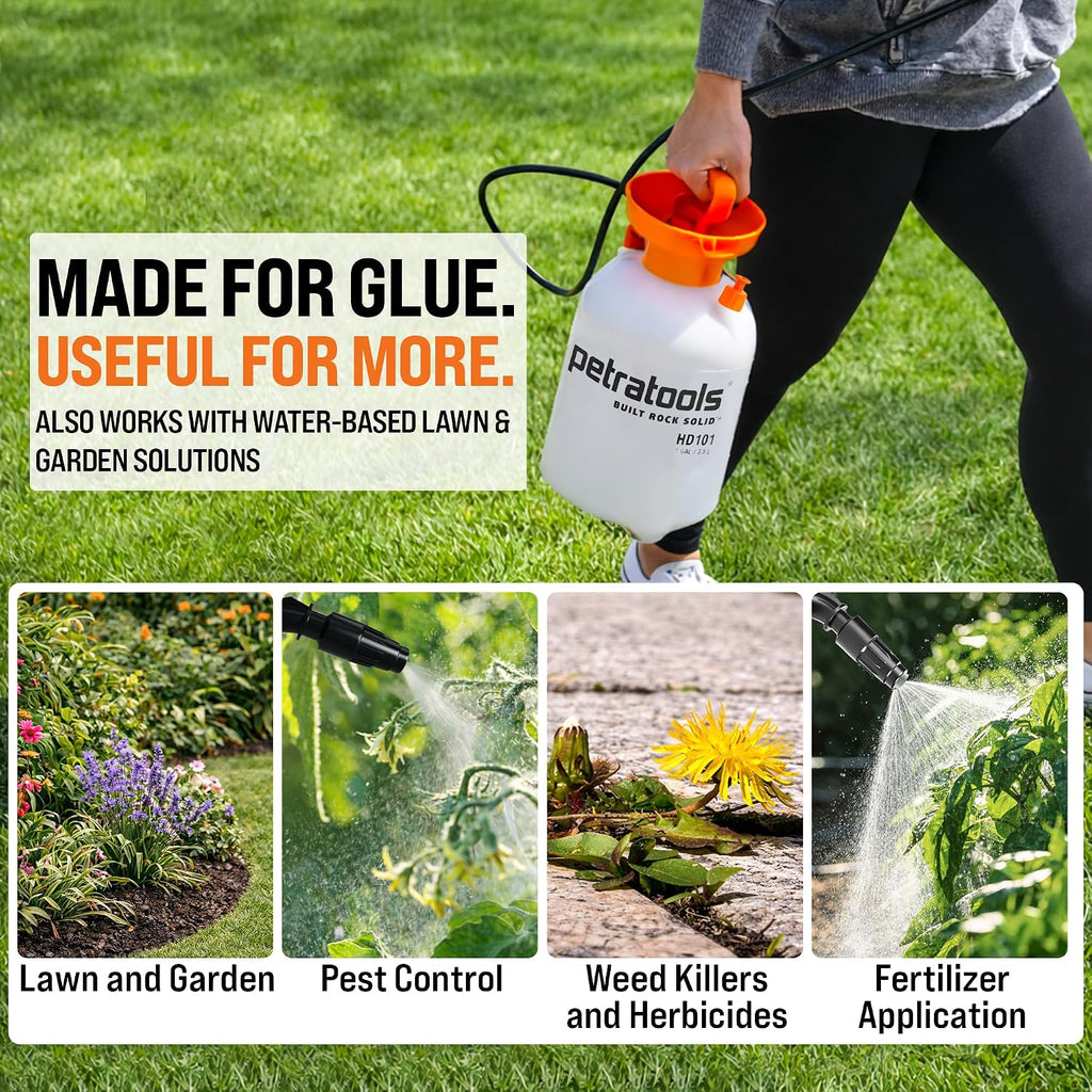 PetraTools LOCKSCAPE Mulch Glue Sprayer 1 Gal - Pro Kit (HD101) | Pump sprayer for mulch glue, rock glue, landscape