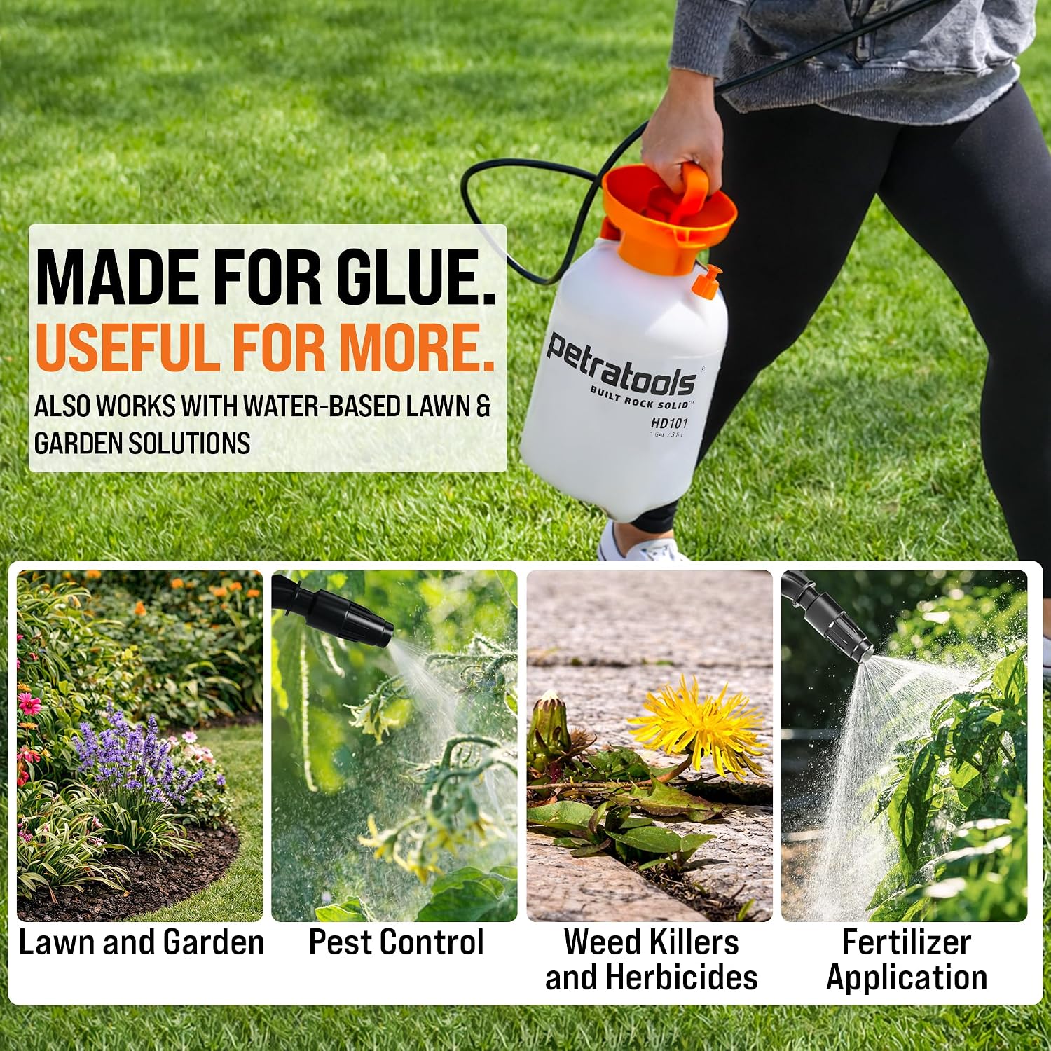 PetraTools LOCKSCAPE Mulch Glue Sprayer 1 Gal - Pro Kit (HD101) | Pump sprayer for mulch glue, rock glue, landscape