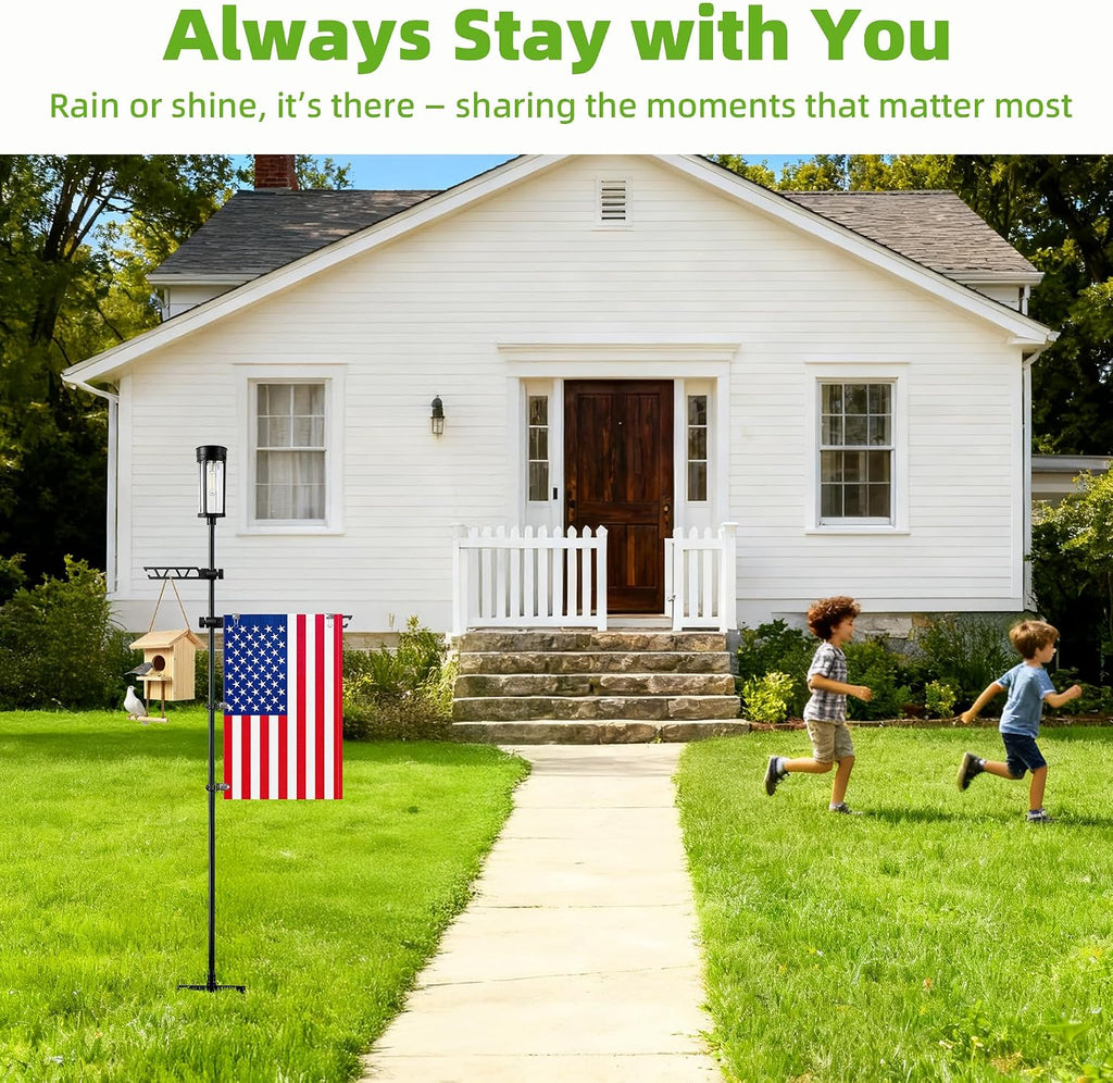 Garden Flag Stand with Solar Light for Outside 12 x 18 Inch Flags, Heavy Duty Aluminum Alloy Yard Flag Holder with