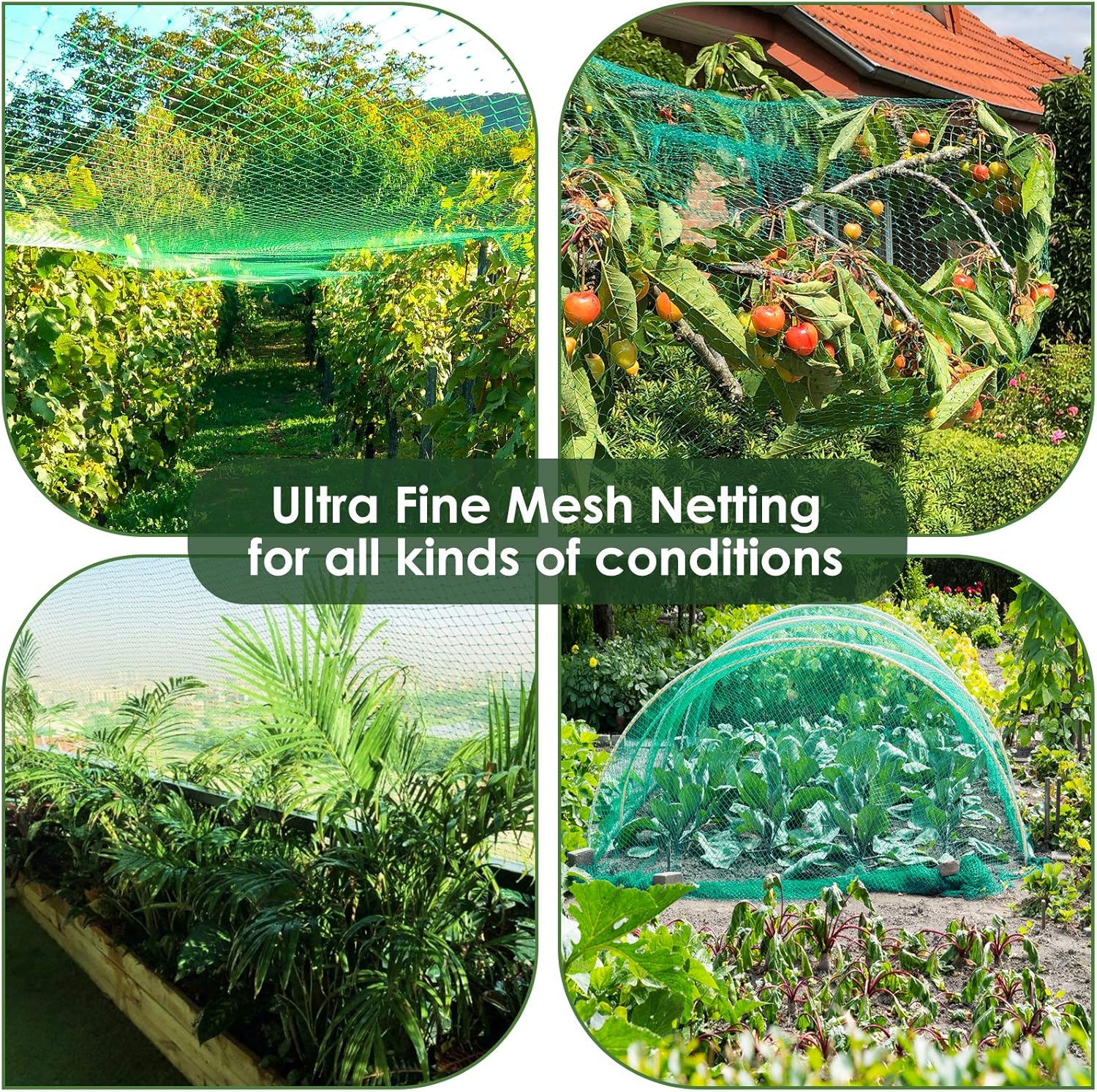 13X130FTRuolan Bird Netting for Garden Protect Vegetable Plants and Fruit Trees,Plastic Trellis Netting for Birds