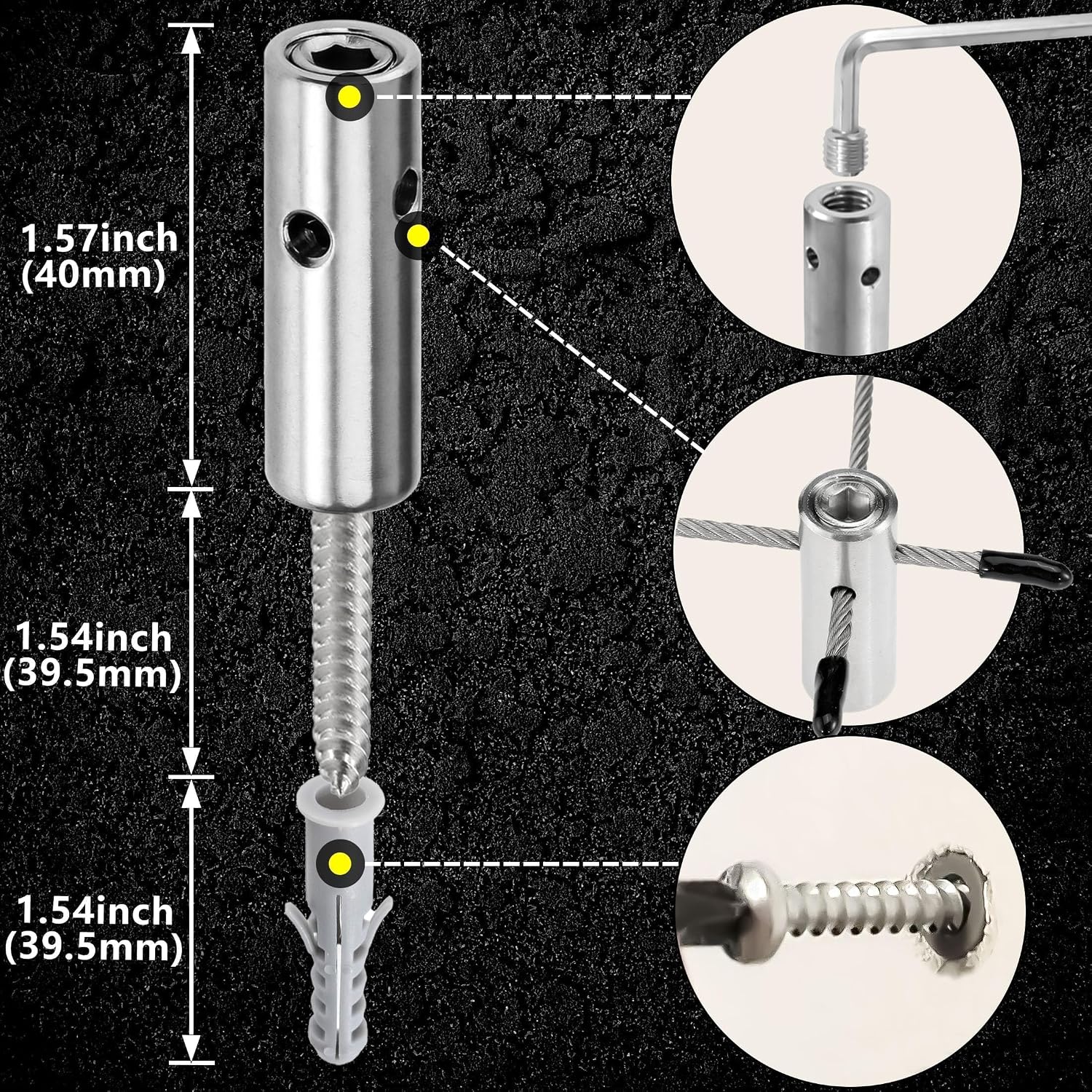 Wire Trellis Kit, 12-Set 1/8” Cylindrical Kit with 53ft Cable | T316 Marine Grade Stainless Steel, Wire Trellis System
