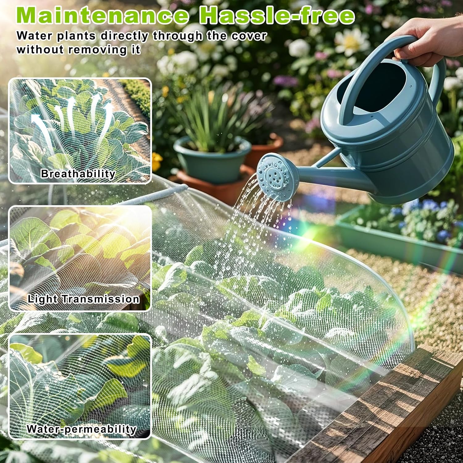Remiawy Garden Netting, 2 Pack 10 x 33 FT Ultra Fine Garden Mesh Netting for Plants, Gardening Raised Bed Barrier Row