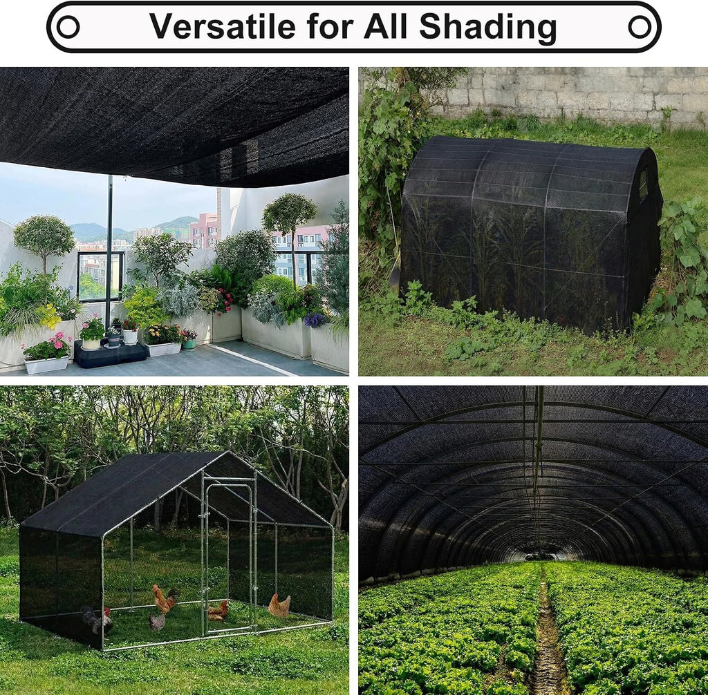 Shade&Beyond 5'10" x 100 FT 70% Shade Cloth Roll, Black | Eyelets Sun Protection Shade Mesh Tarp, UV Resistant Sun