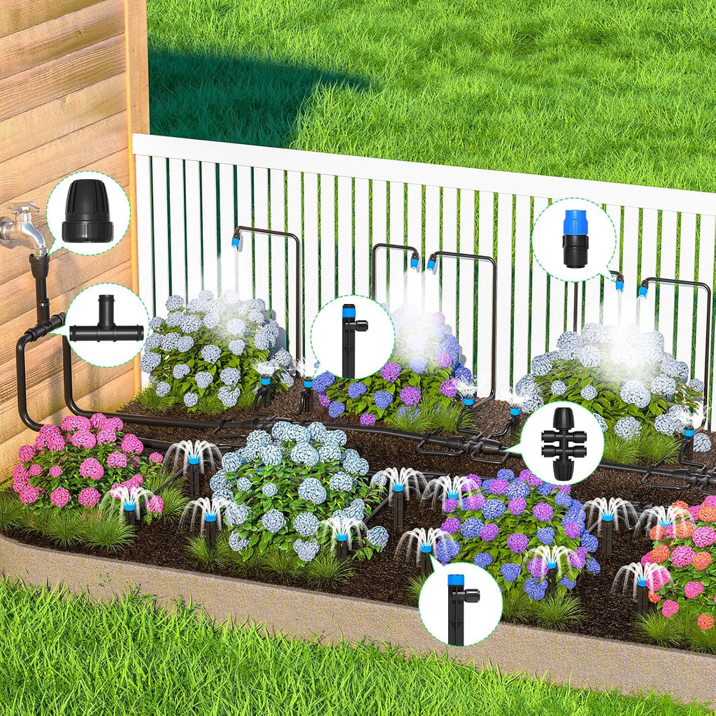 MIXC 247 FT Drip Irrigation System,Quick Connector Garden Watering System Automatic Sprinkler System Kit for Lawn