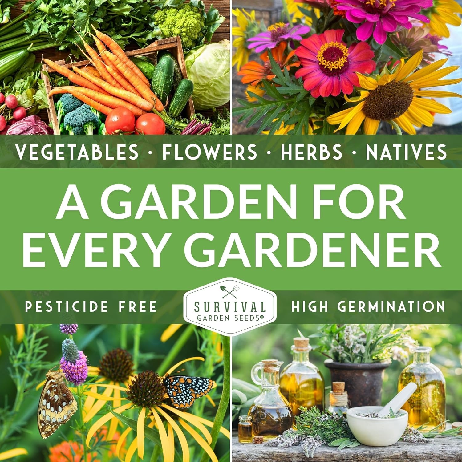 Hydroponic & Indoor Garden Seed Kit – Survival Garden Seeds | 20 Compact Heirloom Vegetable & Herb Varieties