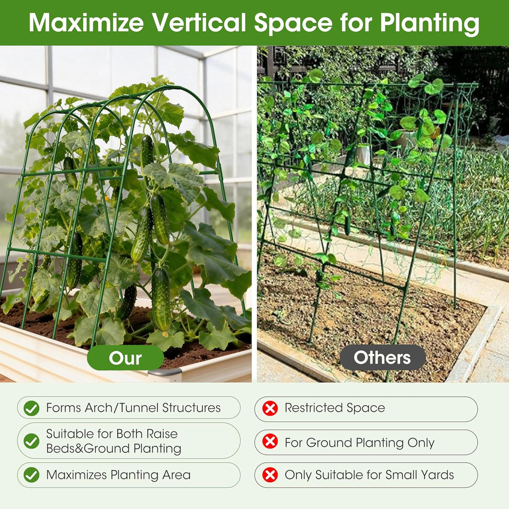 Cucumber Trellis for Raised Bed,U-Shape Garden Trellis for Climbing Plants Outdoor, Metal Arch Vegetables Trellis