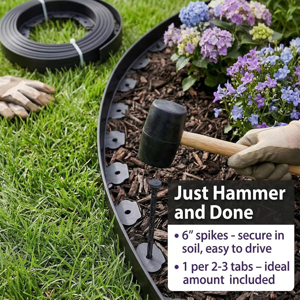 Gardzen 1.5" x40' Landscape Edging Kit with 40 Spikes | Garden Edging Coil for Lawn Borders and Landscape Projects