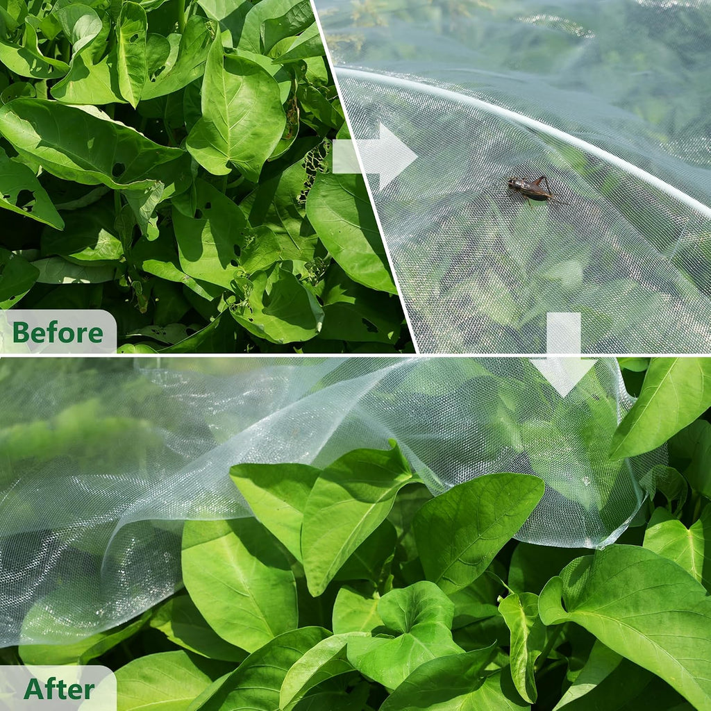 10 * 50FT Ultra Fine Garden Mesh Netting Pest Barrier, White Plant Covers for Outdoor Patio Greenhouse Crops Vegetables