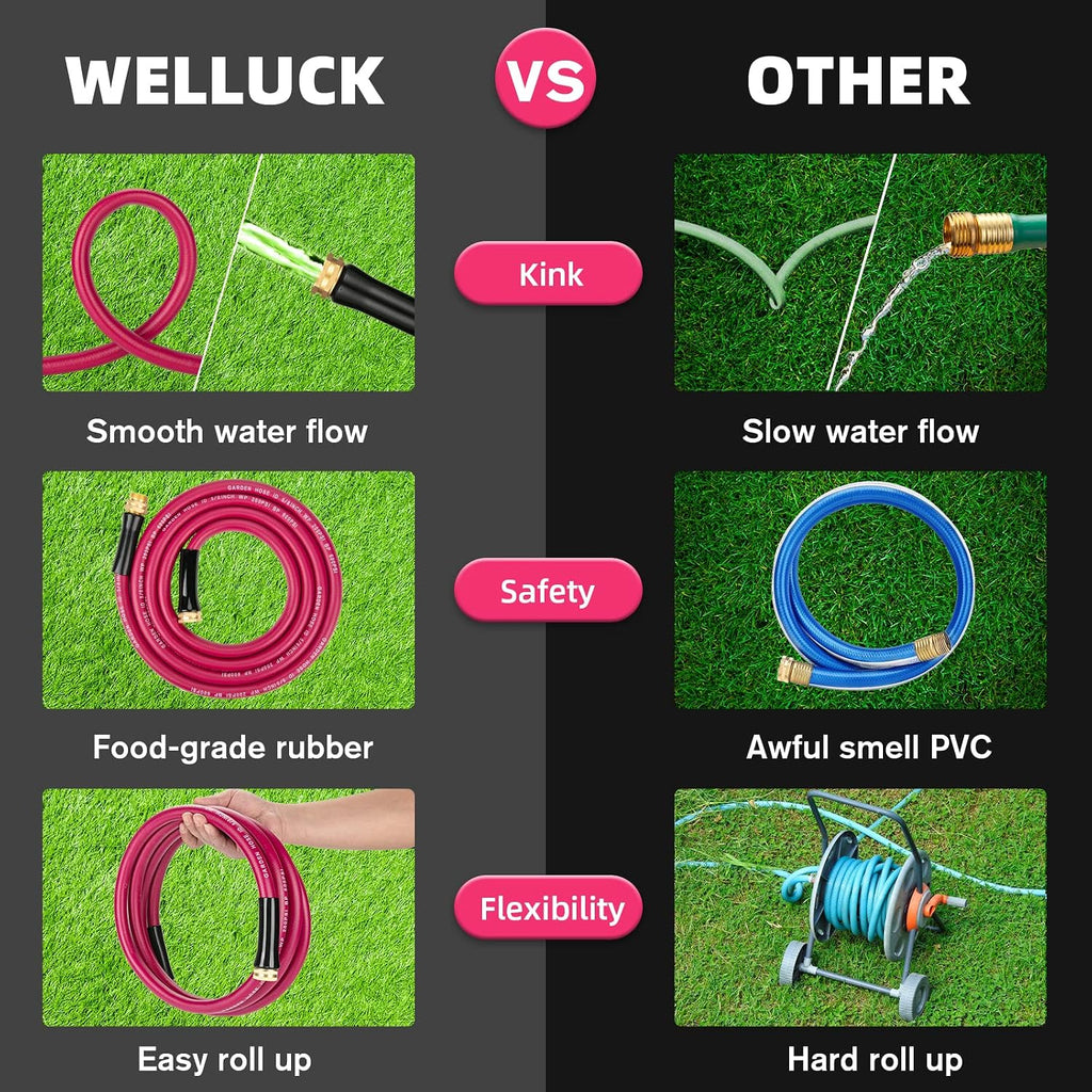 Garden Hose 5/8 in x 50 ft, Heavy Duty Durable Anti Kink Flexible Garden Water Hose for Drinking Water Safe BPA Free