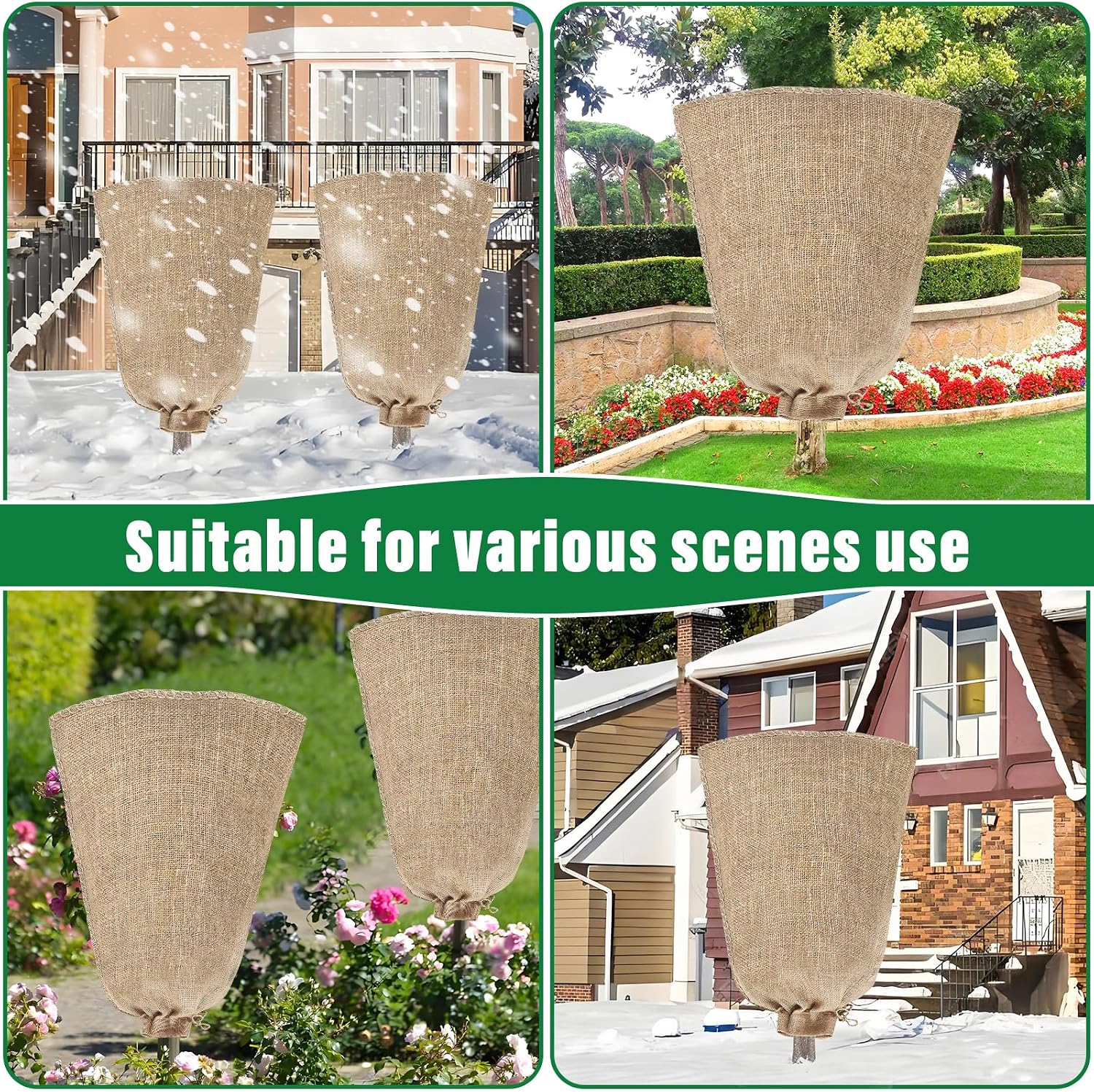 Riare 4 Packs 45 × 70 Inch Large Winter Plant Cover Bags with Drawstring