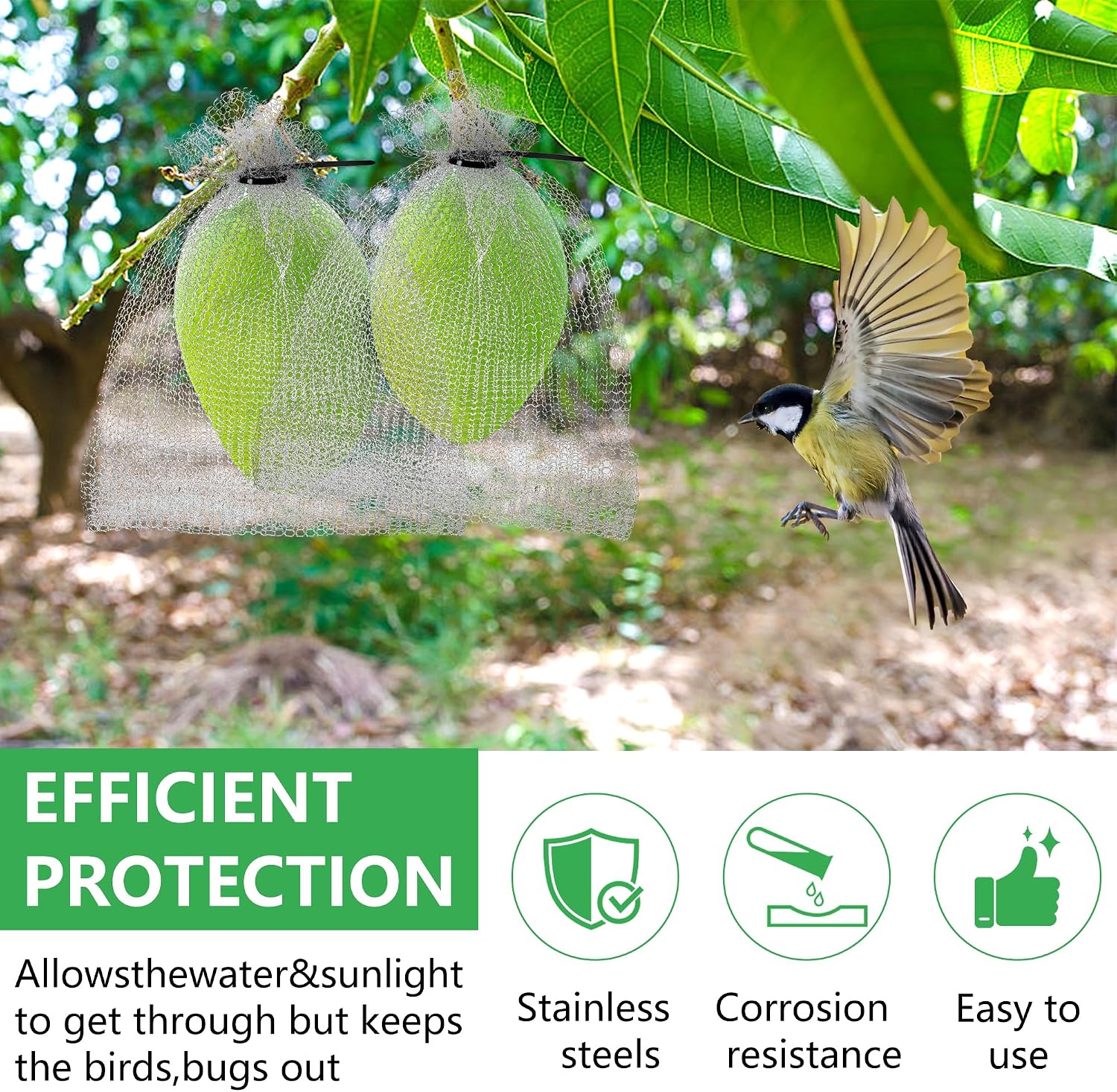 20 Pcs 8 x 12 Inch Stainless Steel Fruit Protection Bag, Wire Cover Bag | Reusable Vegetable Barrier Wire Bags, Fruit