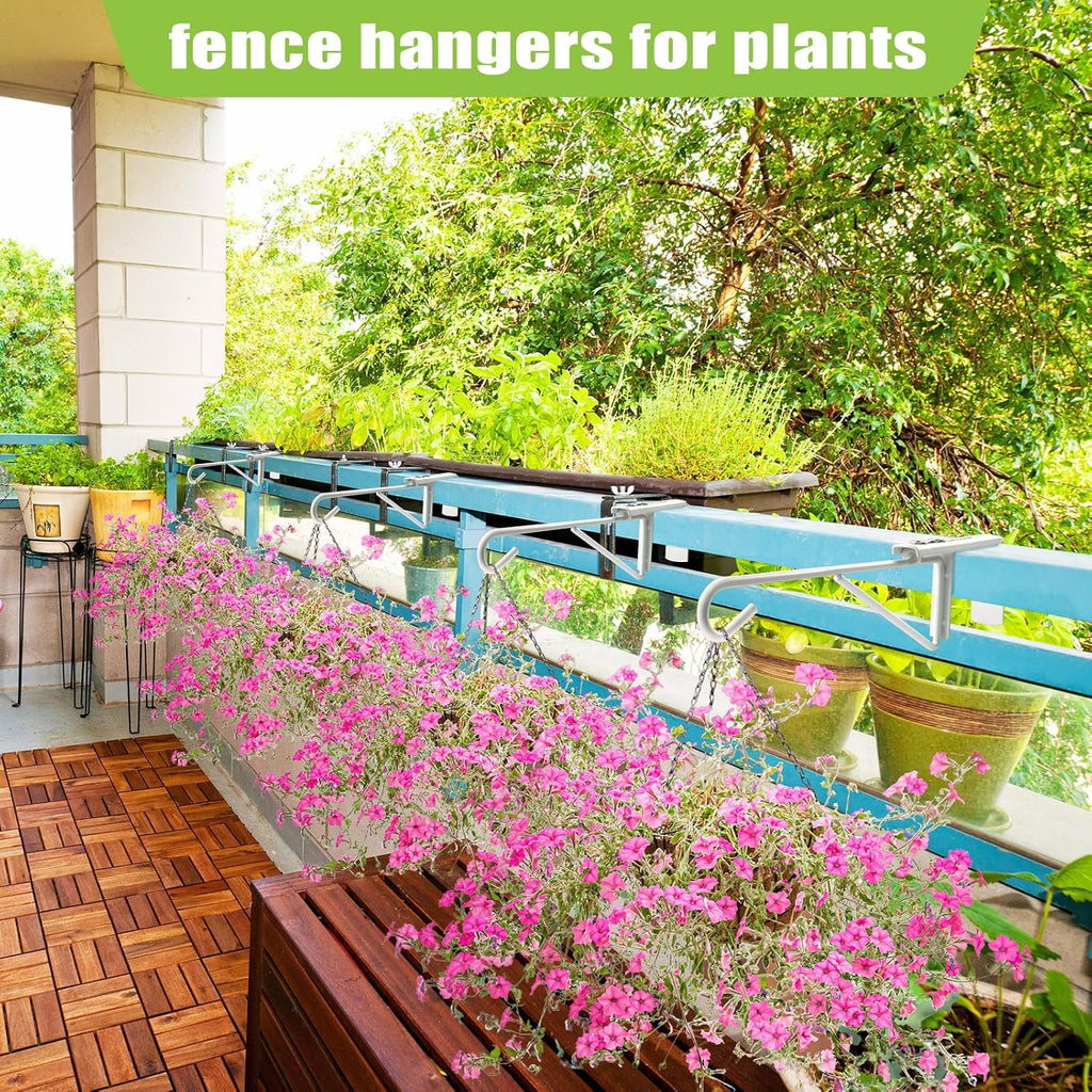 Adjustable Vinyl Fence Hooks for Hanging Plant Fit Fence Widths 0.8-3 Inch, Heavy Duty Fence Plant Hangers for Hanging