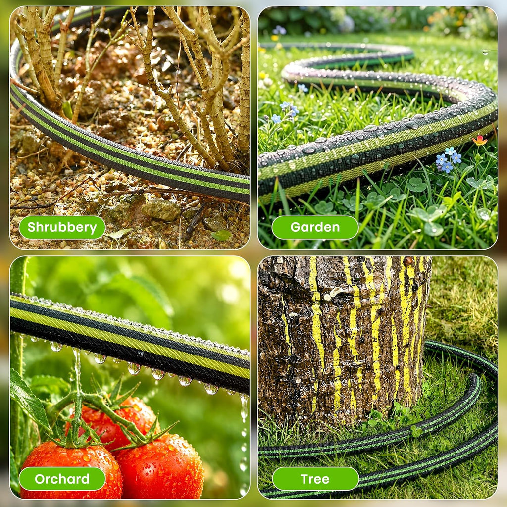 Flat Soaker Hose 25FT for Garden, 80% Water-Saving Drip Irrigation System Hose, Durable & UV-resistant, Non-toxic