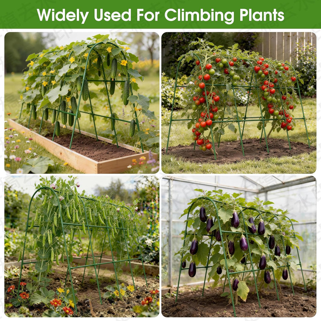 Cucumber Trellis for Raised Bed,U-Shape Garden Trellis for Climbing Plants Outdoor, Metal Arch Vegetables Trellis