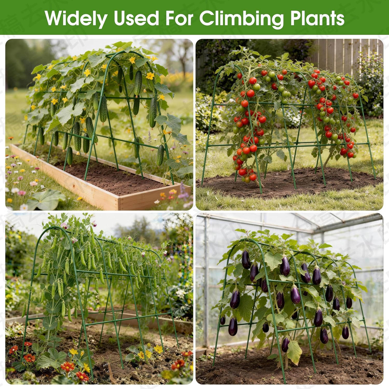 Cucumber Trellis for Raised Bed,U-Shape Garden Trellis for Climbing Plants Outdoor, Metal Arch Vegetables Trellis