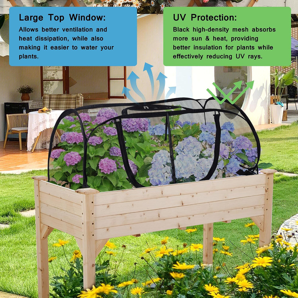 Pop Up Plant Covers for Raised Garden Bed, 47"x21.6"x19.6" Garden Cover | Plant Net Cover for Raised Bed with Top