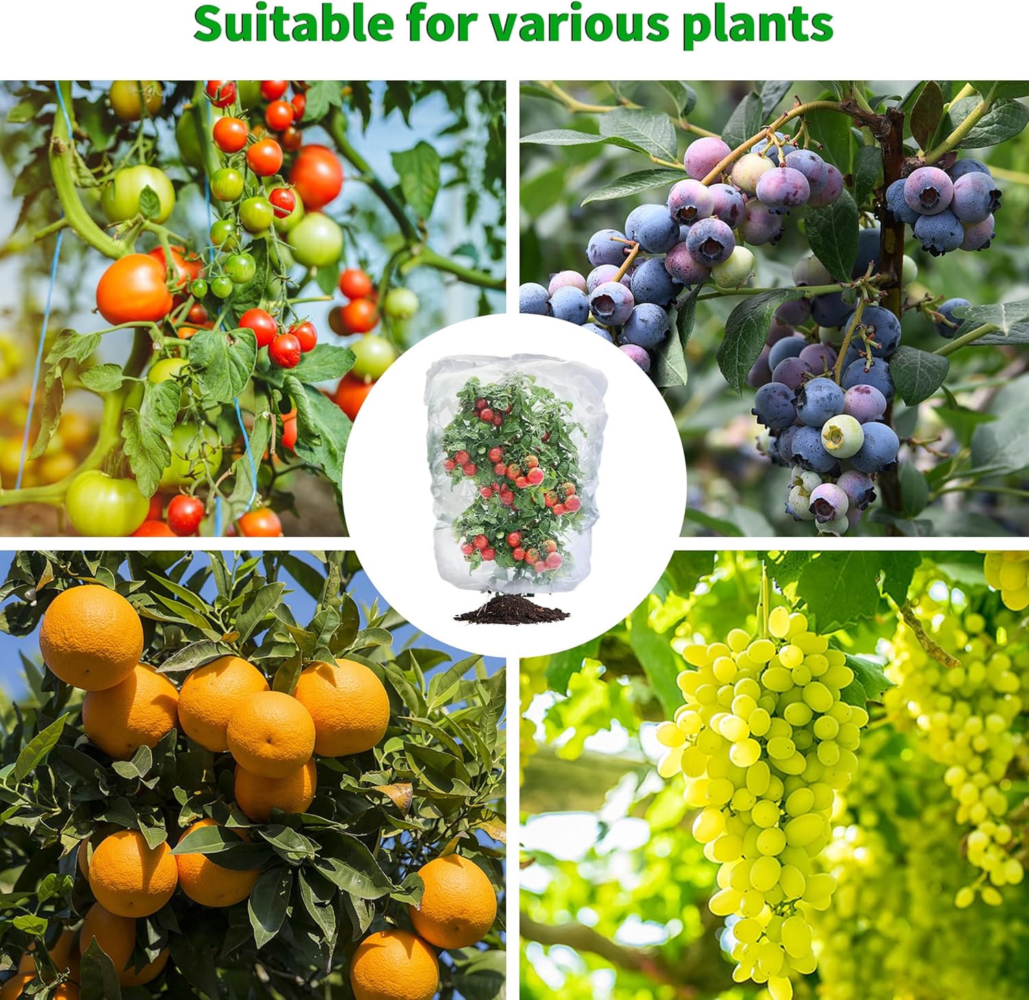 afzdby Garden Mesh Netting with Drawstring,Plants Cover Protection from Anti Birds,Bugs,Cicadas,and Insects-Pest