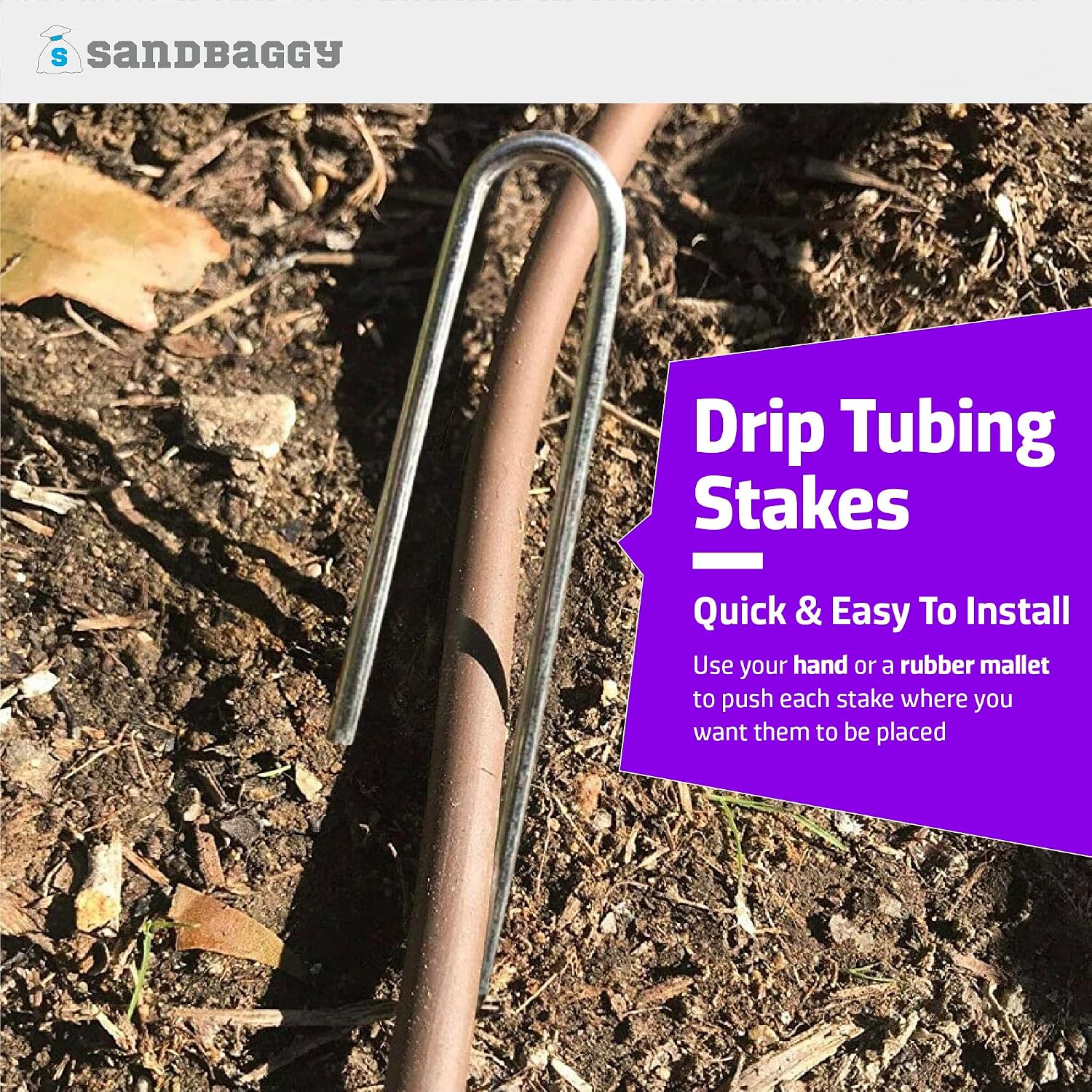 Sandbaggy Drip Tubing Stakes, 200 Pack 5 Inch 14 Gauge Galvanized Steel Drip Irrigation Stakes, Garden Stakes and