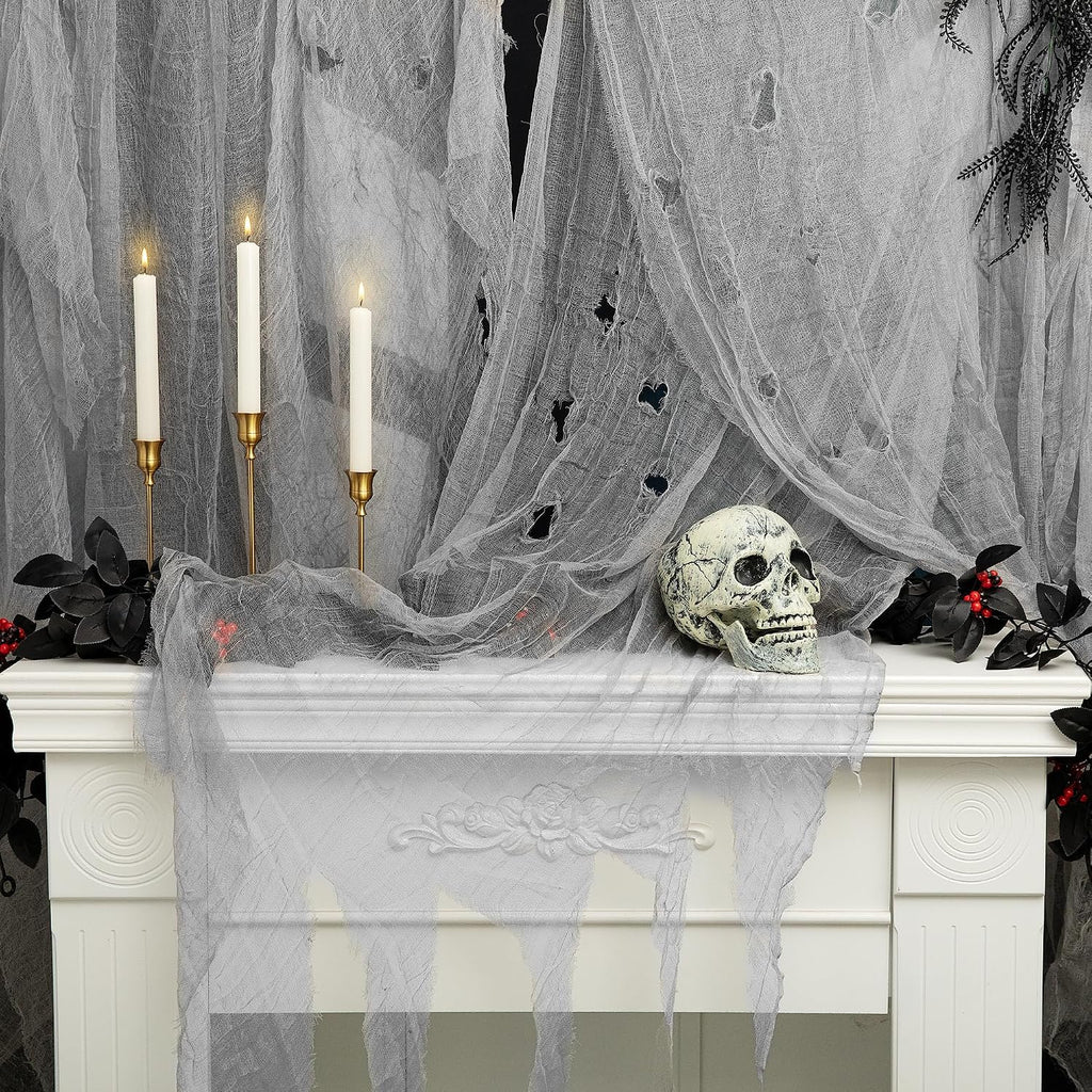 600''x36''Large Halloween Creepy Cloth, Spooky Gauze Party Decoration,Grey