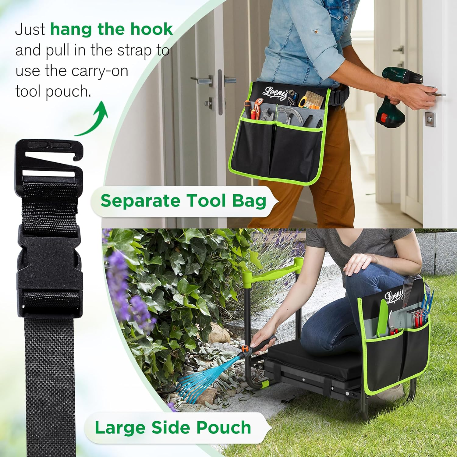 10.8” Wide Garden Kneeler and Seat, Heavy Duty Foldable Garden Stool | Included Thickened Kneeling Pad, Portable