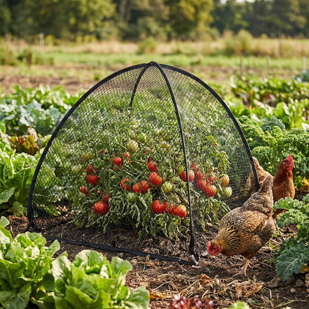 DECOHS 2 Pcs Pop-Up Mesh Plant Cover Tent, 30 x 28 x 28 Inch Garden Net Cage Guard Cover, Plant Protector Enclosure