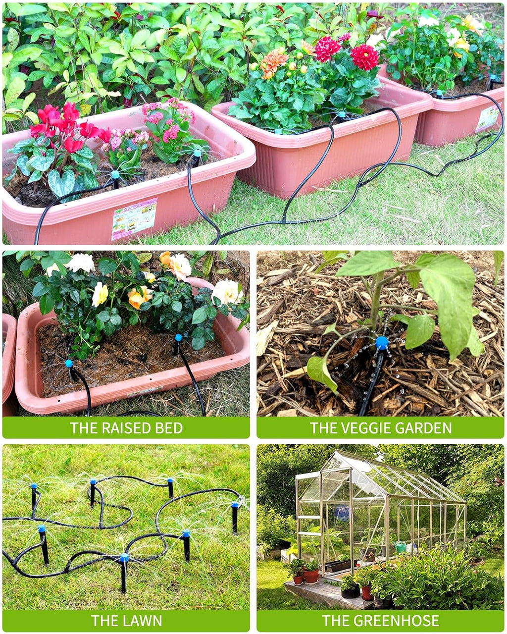 HIRALIY 100ft Drip Irrigation Kit Plant Watering System 8x5mm Blank Distribution Tubing DIY Automatic Irrigation