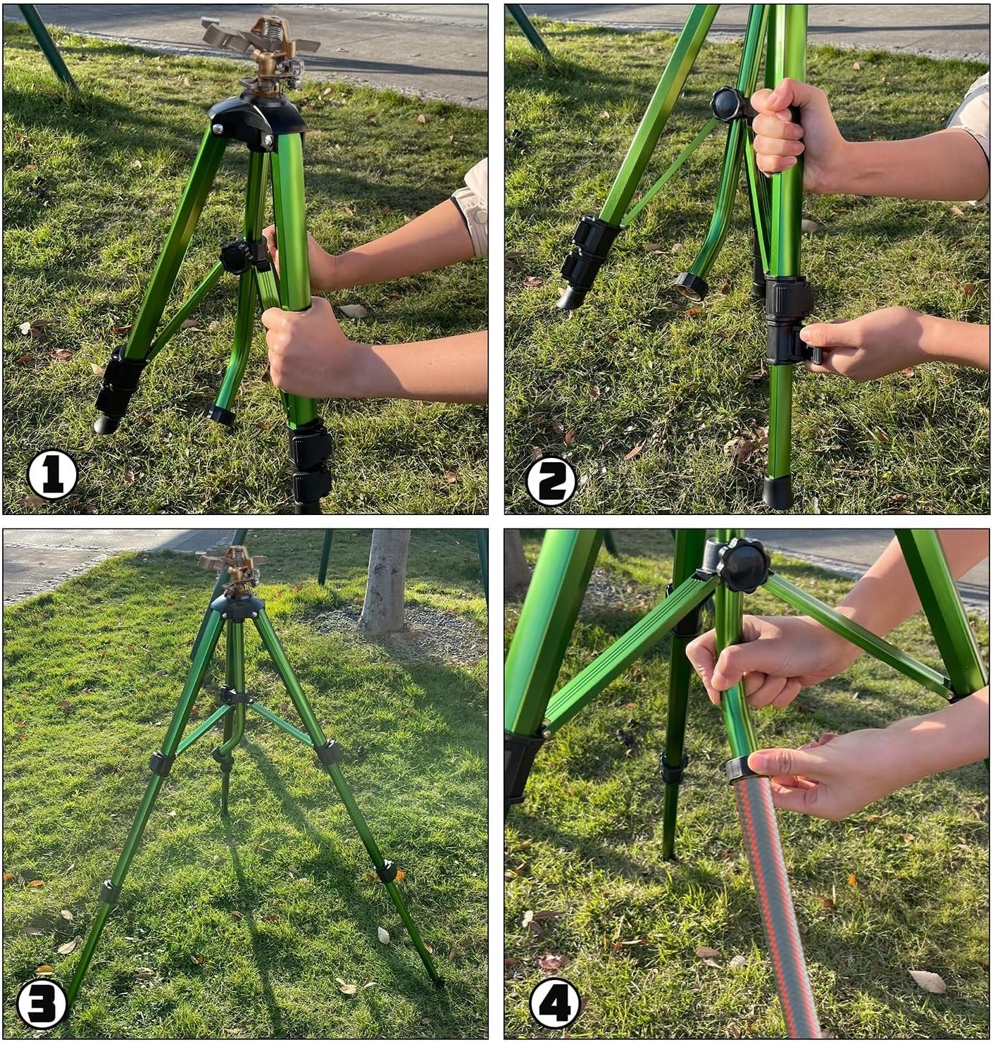 Biswing Impact Sprinkler Head on Tripod Base, Heavy Duty Lawn Sprinklers, 360 Degree Large Area Irrigation, Metal