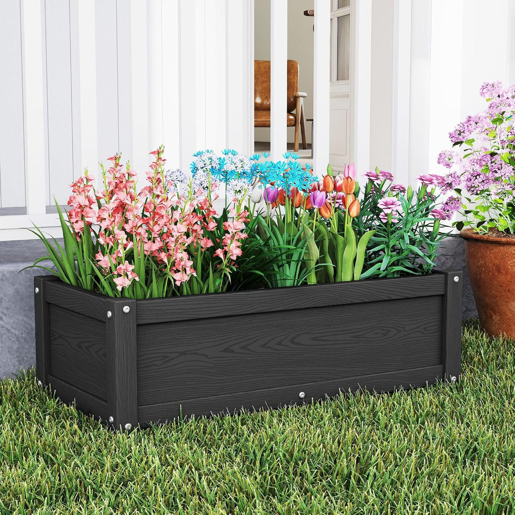 HDPE Raised Planter Box Outdoor,Rot-Resistant and Non-Cracking,Small Raised Beds for Gardening 29.5 * 14.4 * 9.8 in for