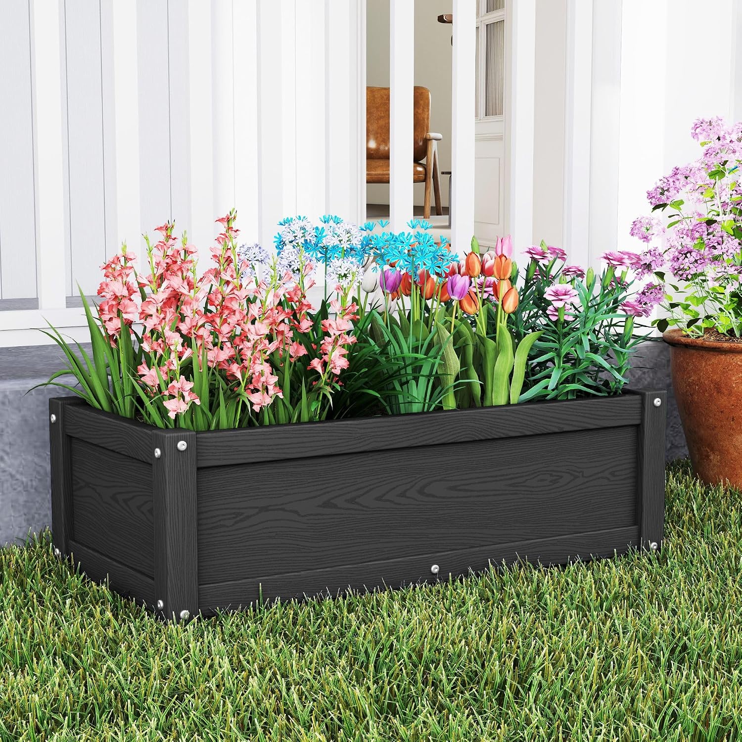 HDPE Raised Planter Box Outdoor,Rot-Resistant and Non-Cracking,Small Raised Beds for Gardening 29.5 * 14.4 * 9.8 in for