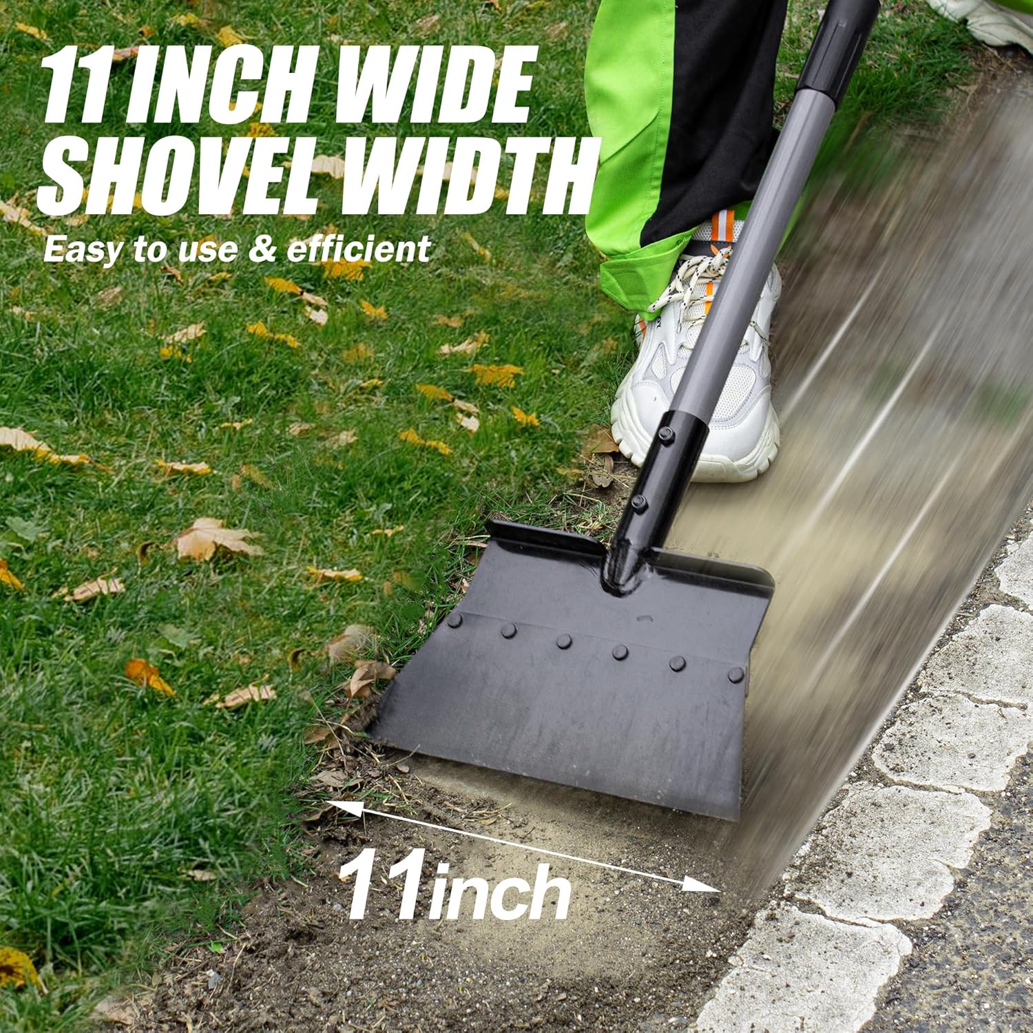 Suchtale Flat Shovel, 11-Inch Floor Scraper, Long Handle Weed Scraper | 11-Inch Garden Cleaning Shovel with Foot Step