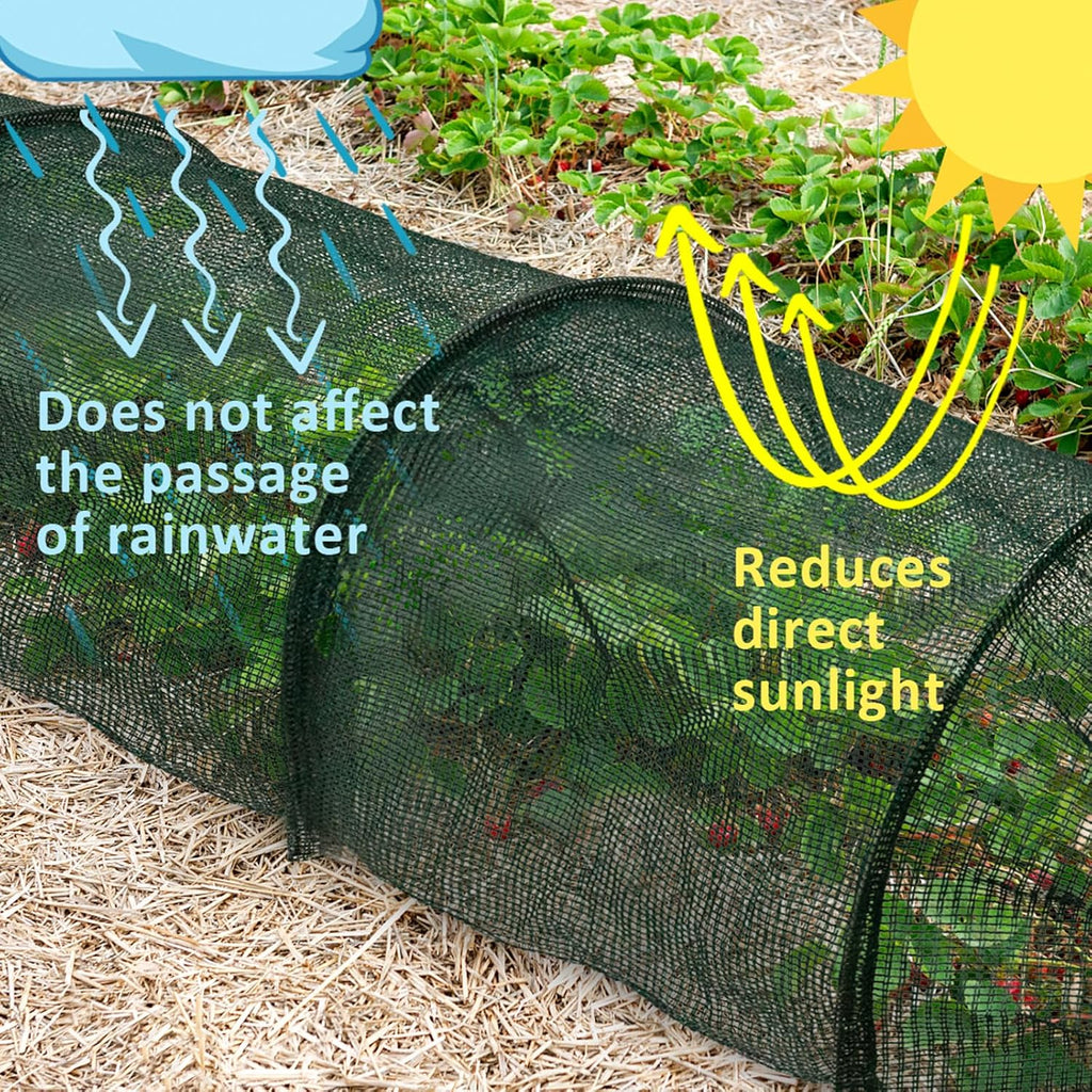 2 in 1 Portable Greenhouse Protection from Sun Heat,Garden Tunnel Shade Net Cover with Quick-Release Technology,Row