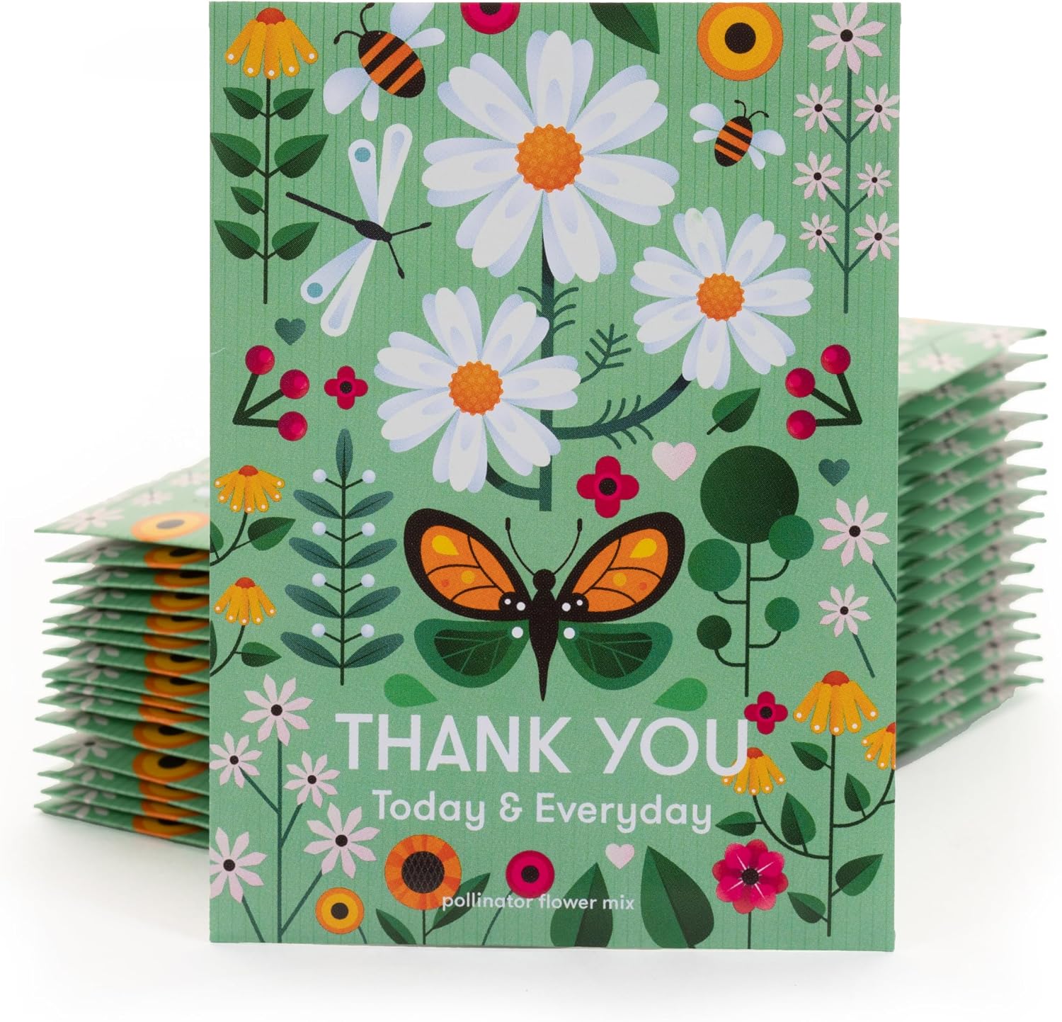 Thank You Packet - Pollinator Flower Mix - 25 Seed Packets - Perfect Eco-Friendly Thank You Gift - Non GMO Seeds, Green