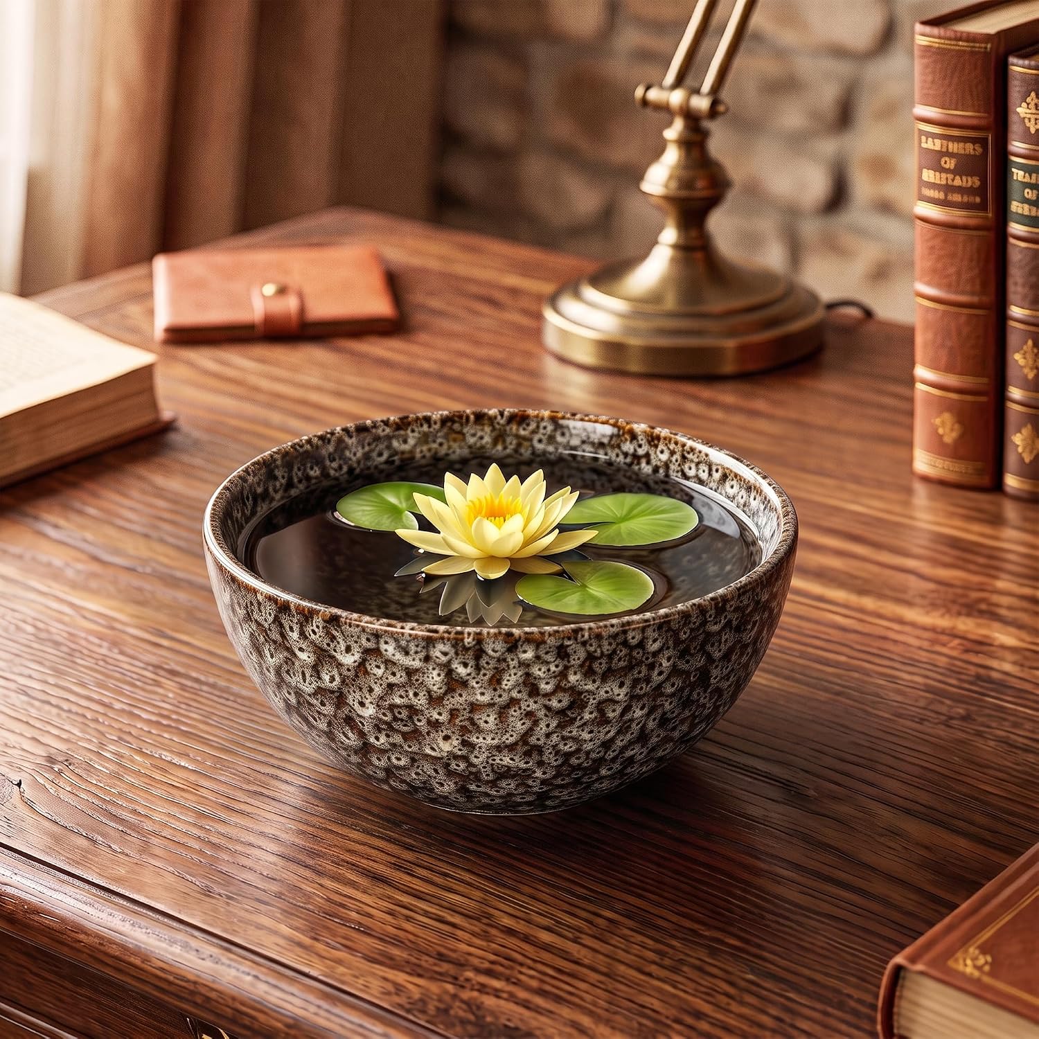 Bowl Planter, 8 Inch Ceramic Succulent Pots, White Leopard | Round Bonsai Pots for Indoor Plants Outdoor, Flower Bowl