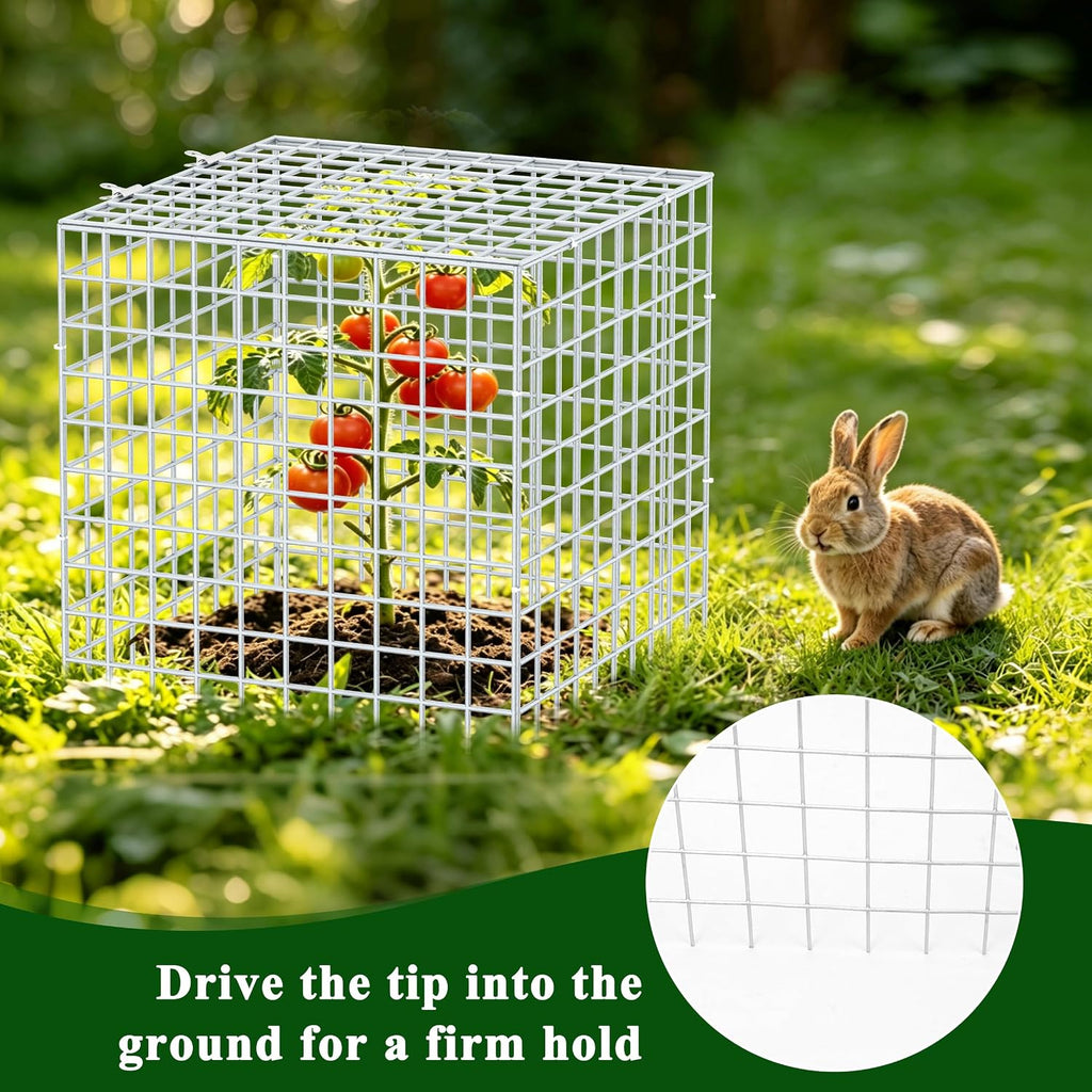 4Set 12"x12" Plant Protectors from Animals, All-Metal Plant Cage with Cover | Hot-Dip Galvanized Metal Wire, Heavy-duty