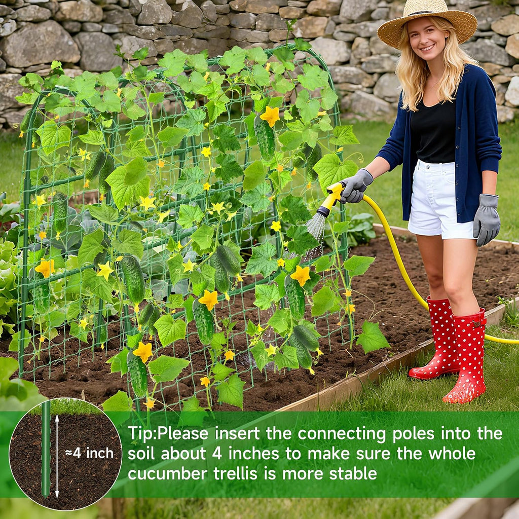 Cucumber Trellis for Raised Bed, U-Shape Garden Trellis for Climbing Plants Outdoor, Metal Arch Trellis for Vegetables