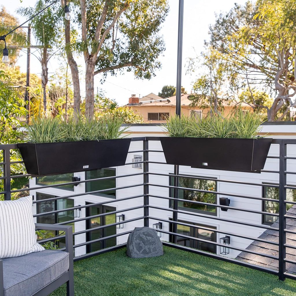 Veradek Pure Series Railing Planter - Tapered Window Box with Bracket | Made From Durable Plastic With Adjustable Metal