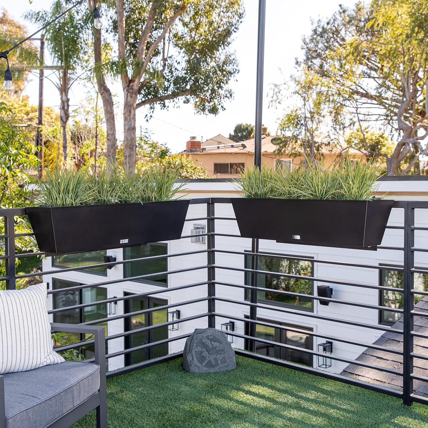 Veradek Pure Series Railing Planter - Tapered Window Box with Bracket | Made From Durable Plastic With Adjustable Metal